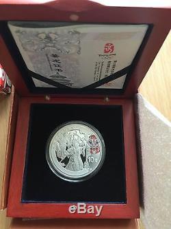 2008 Beijing Olympics Silver Proof Coin Set 4 X 1oz. 999 Pure Silver Coloured
