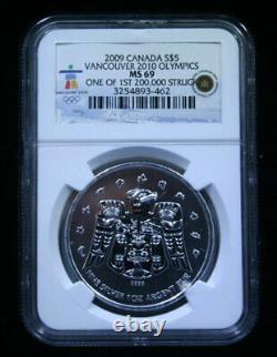 2008 Canada Maple Leaf, 09 & 10 Canada S$5 Vancouver 10 Olympics Silver Coin Set
