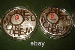 2008 China Beijing Olympics Commemorative 5 Coin Set. 999 Fine Silver, with Box