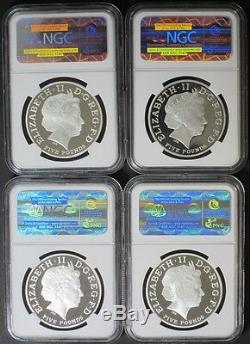 2009- 2012 London Olympic Countdown Silver Piefort Ngc Pf70 4 Coin Special Set