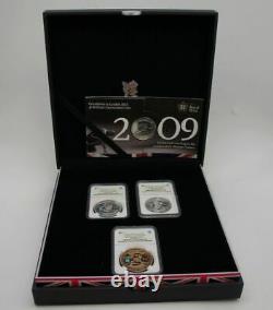 2009 UK Olympic Countdown to London Gold + Silver Piefort Proof All (3) Coins