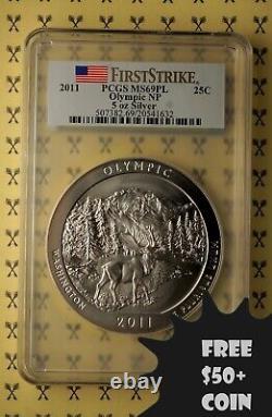 2011 Olympic 5 Oz SILVER Quarter PCGS MS69 PL First Strike WITH FREE $50 COIN