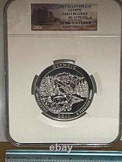 2011 Olympic Early Release 5 oz. Silver NGC MS 69 PL EARLY Strike, Proof-like