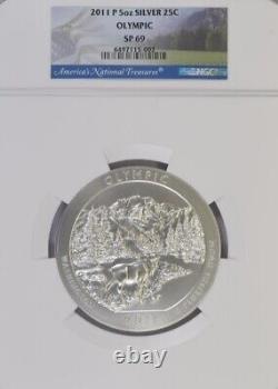2011 P 5oz Silver OLYMPIC NGC SP69 America the Beautiful 25C