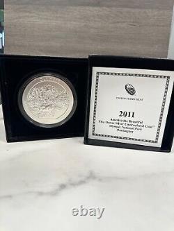 2011 P Olympic National Park Washington ATB 5 Oz Silver Collector Coin NP8+OGP