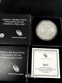 2011 P Olympic National Park Washington ATB 5 Oz Silver Collector Coin NP8+OGP