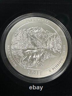 2011 P Olympic National Park Washington ATB 5 Oz Silver Collector Coin NP8+OGP