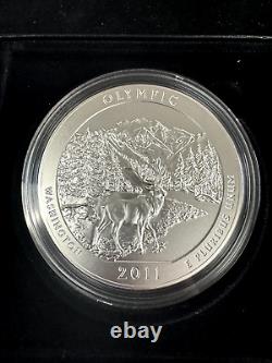 2011 P Olympic National Park Washington ATB 5 Oz Silver Collector Coin NP8+OGP