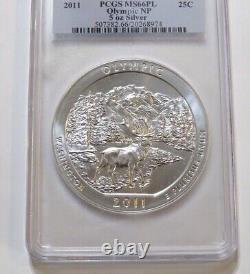 2011 PCGS MS66PL Olympic NP 5 oz. Silver 25c 30