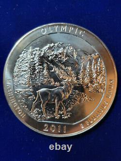 2011 U. S. America The Beautiful Olympic National Park 5 Oz. Silver Gem BU Coin