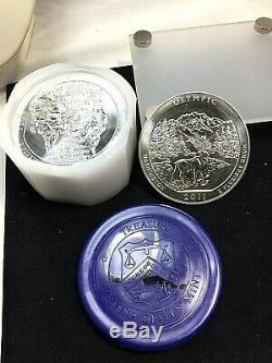 2011 US Mint Ten (10) 5 Ounce. 999 Fine Silver Olympic Washington Large Coin