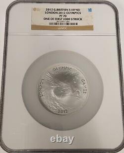 2012 Silver 5 oz £10 London Olympics Pegasus First Strike Great Britain NGC PF70