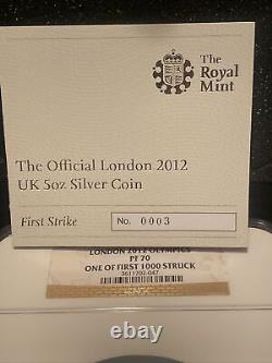 2012 Silver 5oz £10 London Olympics Pegasus 3 of 1st 1000 Britain NGC PF70 & OGP