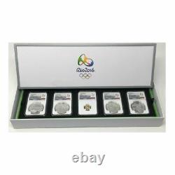 2014 Rio Brazil Olympic 5 Coin Gold and Silver Proof Coin Set NGC PF69