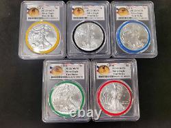 2018 MS70 PCGS 1 oz American Silver Eagle Olympic Rings. 999 set 5 Coins