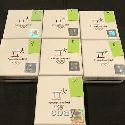 2018 Peyongchang 5000 Ywan Silver Coin Winter Olympics Set 2 7 Coins #76m