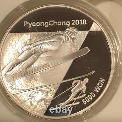 2018 Peyongchang 5000 Ywan Silver Coin Winter Olympics Set 2 7 Coins #76m