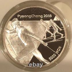 2018 Peyongchang 5000 Ywan Silver Coin Winter Olympics Set 2 7 Coins #76m