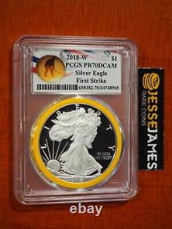 2018 W Proof Silver Eagle Pcgs Pr70 Dcam First Strike Olympics Yellow Gasket