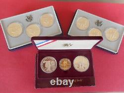 3 3 Coin 1983-4 Gold & Silver Olympic Coin Sets, with first $10 Gold W Mint Mark
