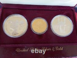 3 3 Coin 1983-4 Gold & Silver Olympic Coin Sets, with first $10 Gold W Mint Mark
