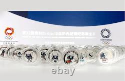 50pcs Tokyo 2020 Olympic Official 100g 999 Sterling Silver Mascot Badge Coin Set