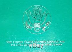 8 X 1996 Atlanta Olympic Silver Dollar Proof Coin Set COA Original Packaging