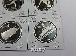 (9) 1985, 1986, 1987 Canada Proof Calgary Olympics Oz Silver Twenty Dollar Coins