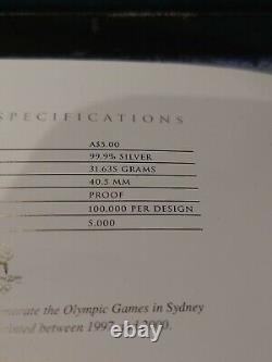 AUSTRALIA 2000 3 coins $5 Sydney Olympic 999 silver coin collection