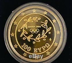 Athens 2004 Olympics 3 Gold-silver Proof Coin Set Collection With Certification