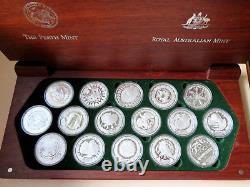 Australia. 2000 Sydney Olympics Set of 16 silver (1oz) $5 Proof Coins. Cased