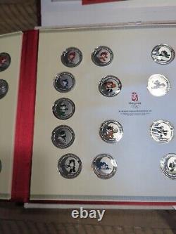 BeiJing 2008 Olympic Mascot 38 Medal Silver Coin Collectors Set. WithCert & Bag