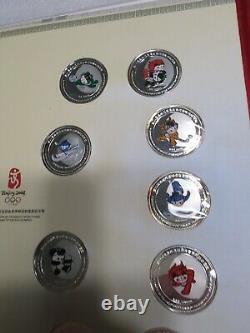 BeiJing 2008 Olympic Mascot 38 Medal Silver Coin Collectors Set. WithCert & Bag