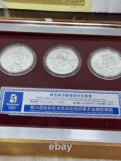 Beijing 2008 Olympics Silver High-relief Fuwa Commemorative Medallion Coin Set
