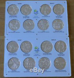 Brazil 5 Reais Rio Olympics Silver 16 Coin Collection in case with COA Rare