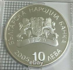 Bulgaria 10 Leva silver coins 2005. Torino Olympic Games 2006. Shorttrack. UNC