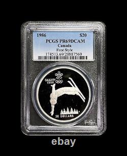 CANADA. 1986, 20 Dollars, Silver PCGS PR69 Top Pop? Olympics, Free Style