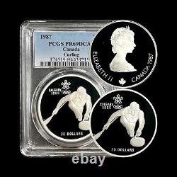 CANADA. 1987, 20 Dollars, Silver PCGS PR69 Top Pop? Olympics, Curling