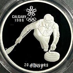 CANADA. 1987, 20 Dollars, Silver PCGS PR69 Top Pop? Olympics, Curling