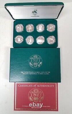 CS0896PDSCiO U. S. MINT COMMEM 8 COIN YEAR 1996-P ATLANTA OLYMPIC PR DOLLARS SET