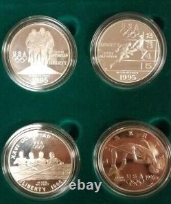 CS0896PDSCiO U. S. MINT COMMEM 8 COIN YEAR 1996-P ATLANTA OLYMPIC PR DOLLARS SET