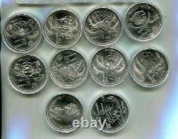 Canada 1976 $10 Sterling Silver Olympic Coin Lot Of 10 Different Ch Bu 9372q