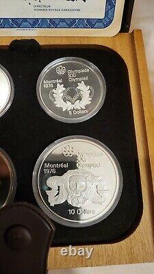 Canada 1976 $5 & $10 Montreal XXI Silver Olympic 28 Delux Coin Set Boxes & Coa