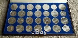 Canada 1976 Sterling Silver Olympic 28 Coin Set $5 & $10 In Capsules Brown Case