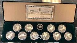 Canada Olympic 1988 10 Coin Sterling Silver Set $20 With BOX and COA