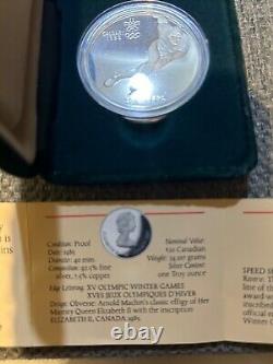 Canadian 1988 Olympic silver coin, Speed Skater, one Troy ounce silver