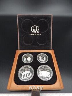 Canadian Olympic Coin Proof Sets 1976 Wooden Boxes & Stand. 925 Silver READ