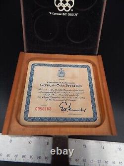 Canadian Olympic Coin Proof Sets 1976 Wooden Boxes & Stand. 925 Silver READ