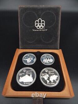 Canadian Olympic Coin Proof Sets 1976 Wooden Boxes & Stand. 925 Silver READ