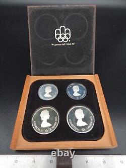 Canadian Olympic Coin Proof Sets 1976 Wooden Boxes & Stand. 925 Silver READ